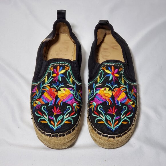 SAM EDELMAN Womens Carrin Platform Floral Fish Slip-On Shoe, Black Size 8 - READ - Picture 6 of 11